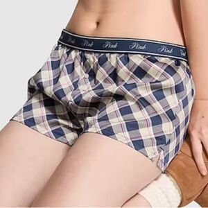 PINK blue tartan pj shorts